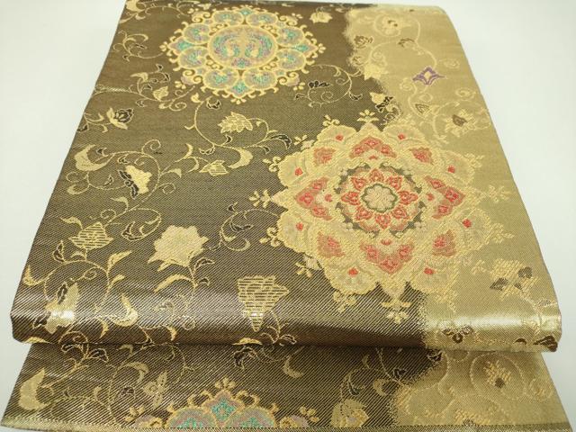 平和屋着物▼両面　六通柄袋帯　宝尽吉祥文　金糸　正絹　逸品　DABI6674ps