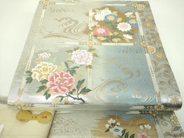 平和屋着物▼西陣　六通柄袋帯　唐織　春秋華彩　金銀糸　引箔　証紙付き　正絹　逸品　DABI6677ps