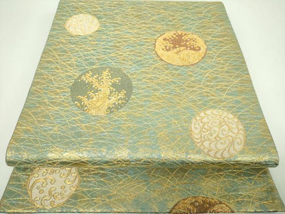 平和屋着物▼六通柄袋帯　立波丸文　金糸　引箔　正絹　逸品　DABI6703ps