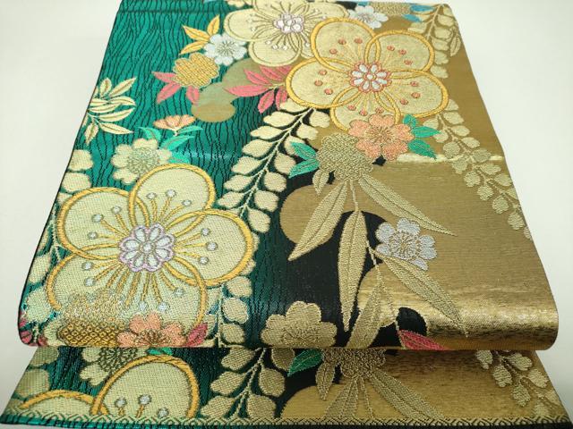 平和屋着物▼六通柄袋帯　舞桜　舞花文　金銀糸　正絹　逸品　DABI6707ps