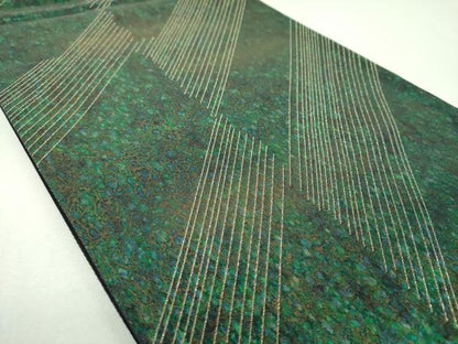 平和屋着物▼染色作家　草野一騎　六通柄袋帯　一騎箔　斜線文　金糸　引箔　正絹　逸品　DABI6711ps