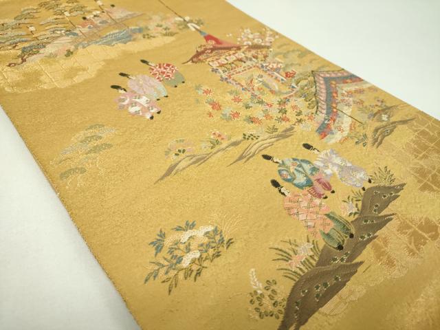 平和屋着物▼六通柄袋帯　唐織　京の祭礼文　金糸　正絹　逸品　DABI6714ps