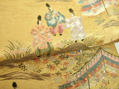 平和屋着物▼六通柄袋帯　唐織　京の祭礼文　金糸　正絹　逸品　DABI6714ps
