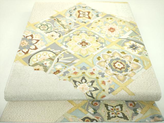 平和屋着物●爪掻き本綴れ　六通柄袋帯　格天井楽器花文　金銀糸　正絹　逸品　DABI6718ps