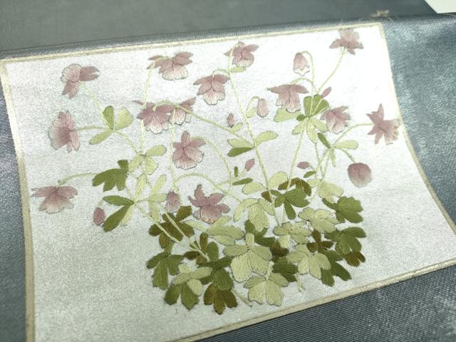 平和屋着物▼太鼓柄袋帯　刺繍　草花文　金銀彩　引箔　正絹　逸品　DABI6720ps