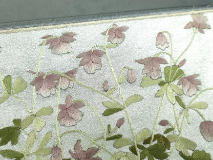 平和屋着物▼太鼓柄袋帯　刺繍　草花文　金銀彩　引箔　正絹　逸品　DABI6720ps