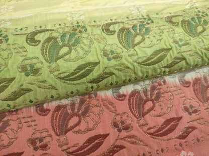 平和屋着物▼全通柄袋帯　更紗花文　金糸　正絹　逸品　DABI6722ps