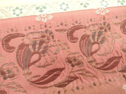 平和屋着物▼全通柄袋帯　更紗花文　金糸　正絹　逸品　DABI6722ps