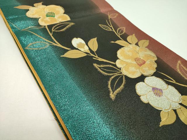 平和屋着物▼六通柄袋帯　枝花文　金銀糸　正絹　逸品　DABI6725ps