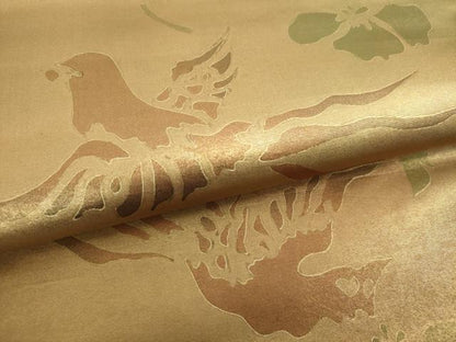 平和屋着物▼両面　六通柄袋帯　花鳥文　金彩　正絹　逸品　DABI6729ps