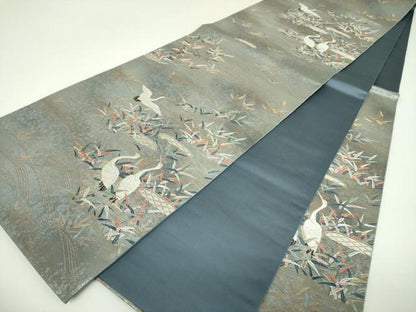 平和屋着物▼六通柄袋帯　唐織　渡鳥御所解文　金糸　引箔　正絹　逸品　DABI6734ps
