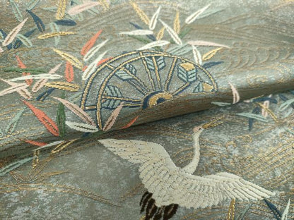 平和屋着物▼六通柄袋帯　唐織　渡鳥御所解文　金糸　引箔　正絹　逸品　DABI6734ps