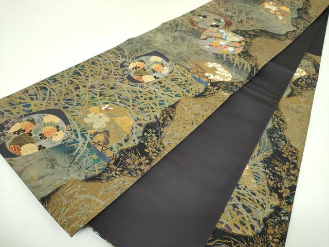 平和屋着物▼西陣　とみや織物謹製　とみや帯　六通柄袋帯　佳花円寿文　金銀糸　引箔　正絹　逸品　DABI6735ps