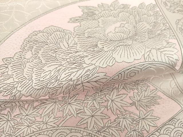 平和屋着物▼本場筑前博多織　八寸名古屋帯　地紙花文　正絹　逸品　未使用　DABI6736ps