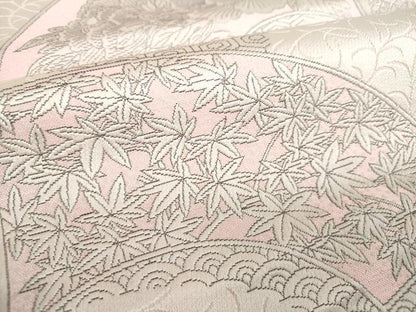 平和屋着物▼本場筑前博多織　八寸名古屋帯　地紙花文　正絹　逸品　未使用　DABI6736ps