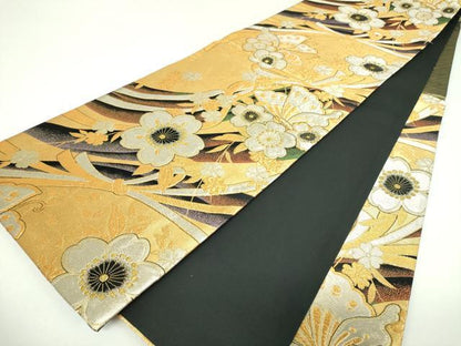 平和屋着物▼六通柄袋帯　舞蝶桜　金銀糸　正絹　逸品　DABI6743ps