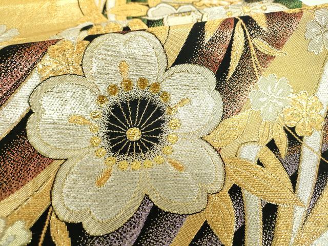 平和屋着物▼六通柄袋帯　舞蝶桜　金銀糸　正絹　逸品　DABI6743ps