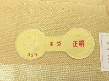 平和屋着物▼西陣　じゅらく謹製　六通柄袋帯　唐織　飛鶴花丸文　金銀糸　証紙付き　正絹　逸品　DABI6754ps