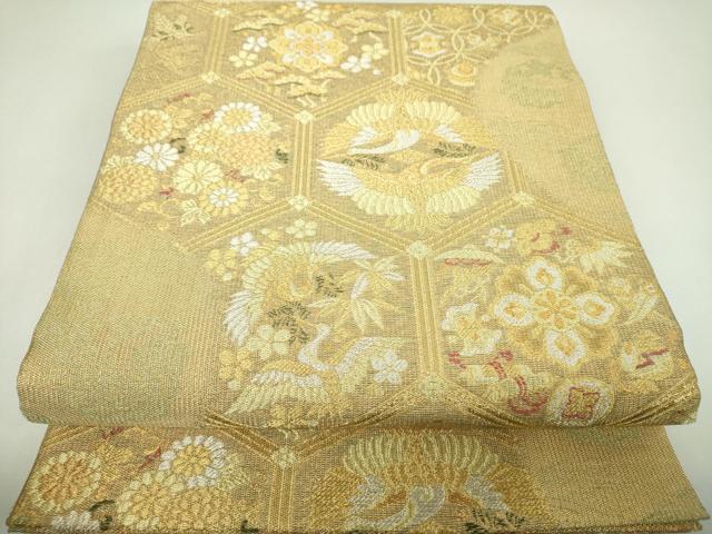 平和屋本店▼六通柄袋帯　亀甲吉祥文　本金箔　正絹　逸品　DABI6755ps