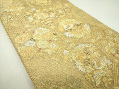 平和屋本店▼六通柄袋帯　亀甲吉祥文　本金箔　正絹　逸品　DABI6755ps