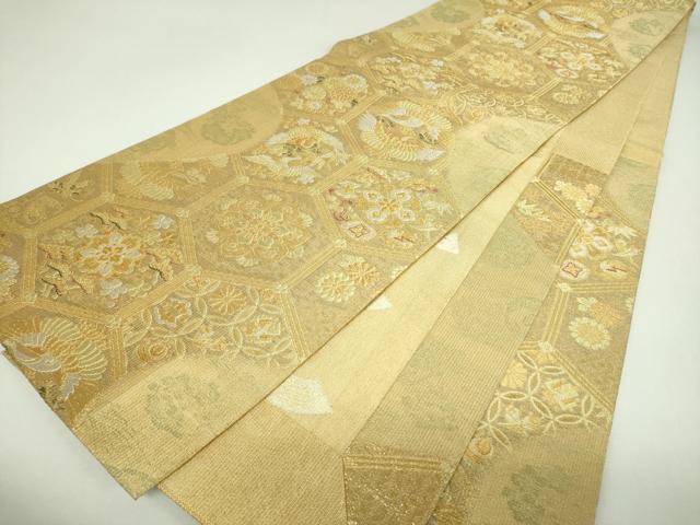 平和屋本店▼六通柄袋帯　亀甲吉祥文　本金箔　正絹　逸品　DABI6755ps