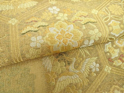 平和屋本店▼六通柄袋帯　亀甲吉祥文　本金箔　正絹　逸品　DABI6755ps