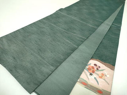平和屋着物●太鼓柄袋帯　すくい織　孔雀花文　金糸　正絹　逸品　DABI6762ps