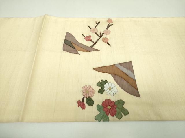 平和屋着物▼明綴れ　太鼓柄袋帯　流水花文　金糸　正絹　逸品　DABI6763ps