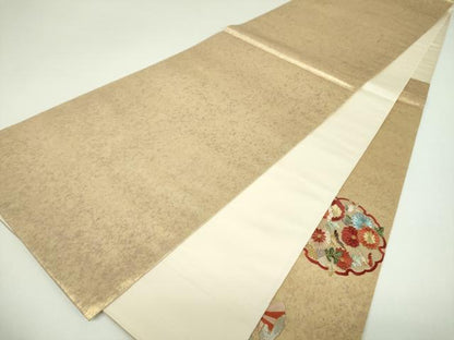 平和屋着物▼中国三大刺繍　相良刺繍　蘇州刺繍　総刺繍　太鼓柄袋帯　雪輪宝尽くし花文　金銀糸　引箔　正絹　逸品　DABI6766ps