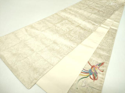 平和屋着物▼太鼓柄袋帯　総刺繍　鳳凰花文　金銀糸　正絹　逸品　DABI6769ps