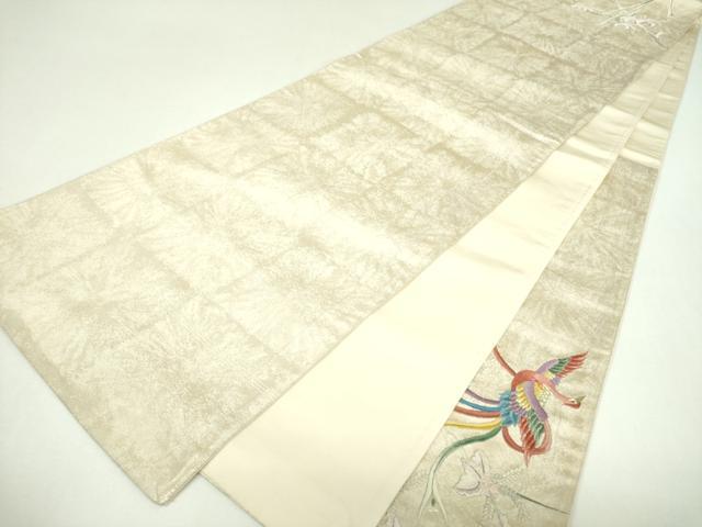 平和屋着物▼太鼓柄袋帯　総刺繍　鳳凰花文　金銀糸　正絹　逸品　DABI6769ps
