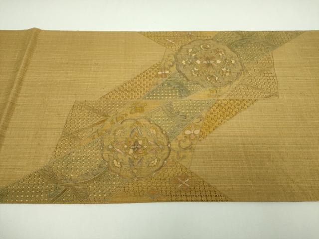 平和屋着物●極上　中国三大刺繍　スワトウ刺繍　汕頭刺繍　総刺繍　袋帯　紬地　正倉院花文　金通し地　正絹　逸品　DABI6784ps