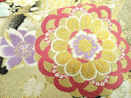 平和屋着物▼六通柄袋帯　唐織　舞花文　金糸　正絹　逸品　DABI6806ps