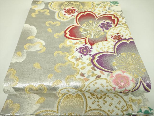 平和屋着物▼六通柄袋帯　唐織　舞桜　金銀糸　正絹　逸品　DABI6811ps