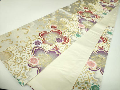 平和屋着物▼六通柄袋帯　唐織　舞桜　金銀糸　正絹　逸品　DABI6811ps
