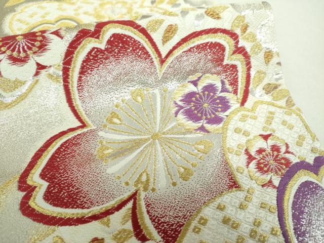 平和屋着物▼六通柄袋帯　唐織　舞桜　金銀糸　正絹　逸品　DABI6811ps