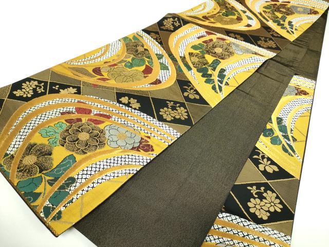 平和屋着物●六通柄袋帯　幻遊　黒地　金銀糸　正絹　逸品　DABI6823ps