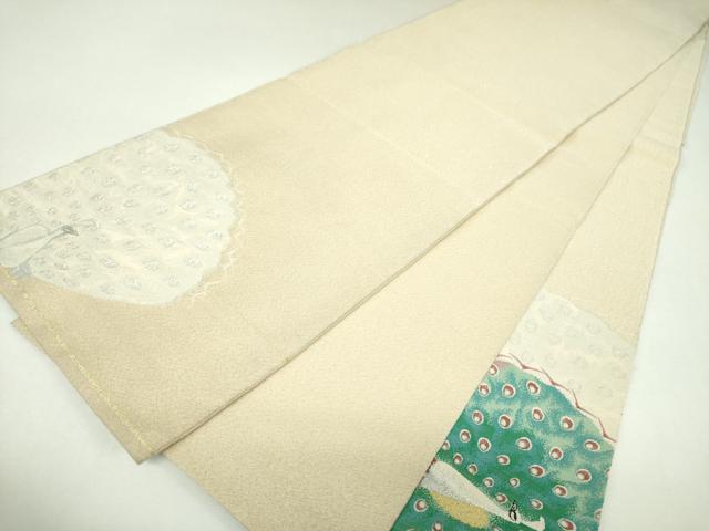 平和屋着物▼綴れ　太鼓柄袋帯　訪れ　孔雀文　金銀糸　正絹　逸品　DABI6825ps