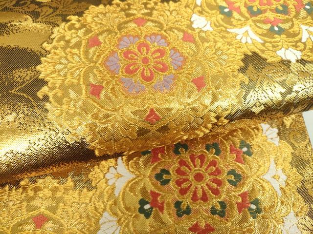 平和屋着物▼佐賀錦　六通柄袋帯　唐織　雲取り正倉院花文　金糸　正絹　逸品　未使用　DABI6826ps