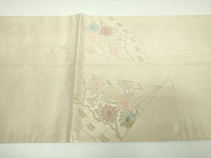 平和屋着物▼中国三大刺繍　総相良刺繍　総刺繍　太鼓柄袋帯　檜扇鴛鴦花文　引箔　正絹　逸品　DABI6830ps