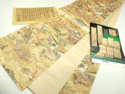 平和屋着物▼六通柄袋帯　九百錦　伊勢物語　金糸　上代68万　反端付き　正絹　逸品　DABI6833ps
