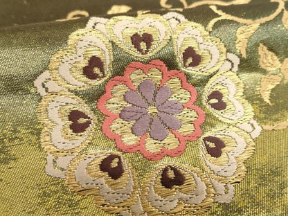 平和屋着物▼六通柄袋帯　唐織　蒔絵錦　正倉院花唐草文　金糸　正絹　逸品　DABI6835ps