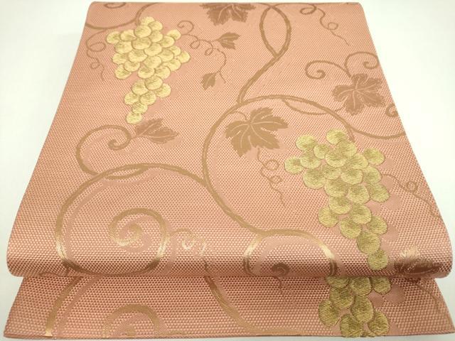 平和屋着物▼六通柄袋帯　葡萄唐草文　金糸　正絹　逸品　未使用　DABI6845ps