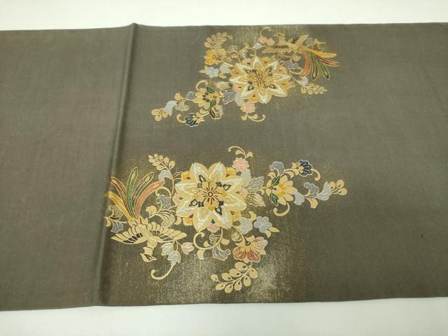 平和屋着物●太鼓柄袋帯　本場縞大島紬　正倉院鳳凰花文　金銀彩　証紙付き　正絹　逸品　DABI6862ps