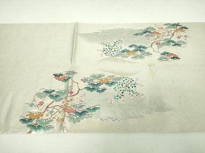 平和屋着物●西陣 長嶋成織物 ながしま帯 本加賀友禅作家 浅野冨治男監修 太鼓柄袋帯 唐織 後楽園 引箔 瀞銀錦 正絹 逸品 DABI6892ps