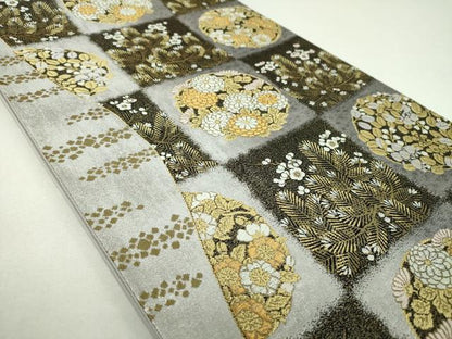 平和屋着物▼西陣　京洛苑たはら謹製　六通柄袋帯　琳派四季文　金銀糸　引箔　正絹　逸品　DABI6897ps