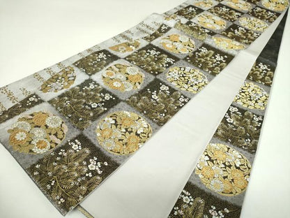 平和屋着物▼西陣　京洛苑たはら謹製　六通柄袋帯　琳派四季文　金銀糸　引箔　正絹　逸品　DABI6897ps