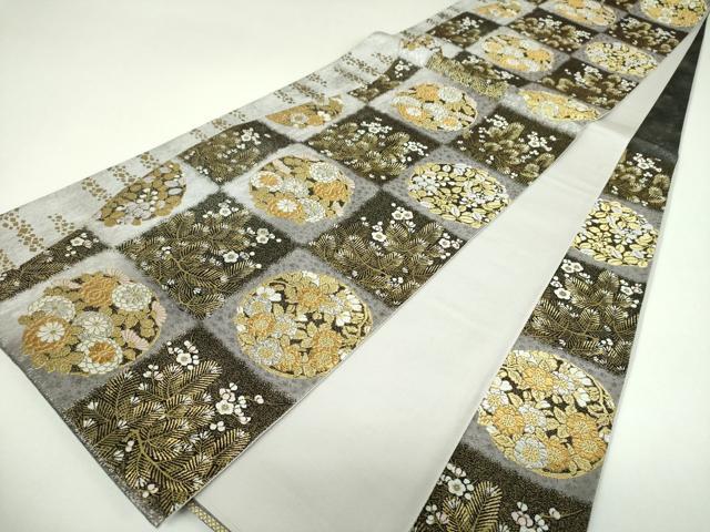 平和屋着物▼西陣　京洛苑たはら謹製　六通柄袋帯　琳派四季文　金銀糸　引箔　正絹　逸品　DABI6897ps