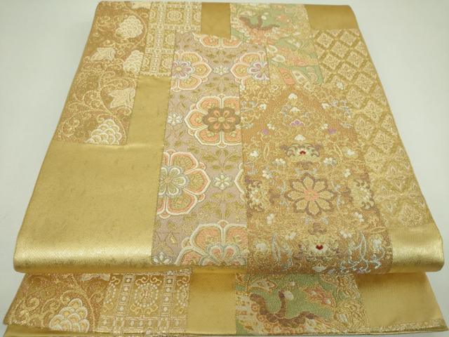 平和屋着物▼六通柄　本袋帯　正倉院花鳥文　金銀糸　引箔　正絹　逸品　DABI6907ps