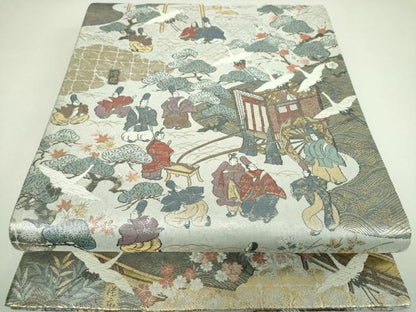 平和屋本店▼両面　全景全通柄袋帯　源氏物語絵巻　本金箔　正絹　逸品　DABI6919ps